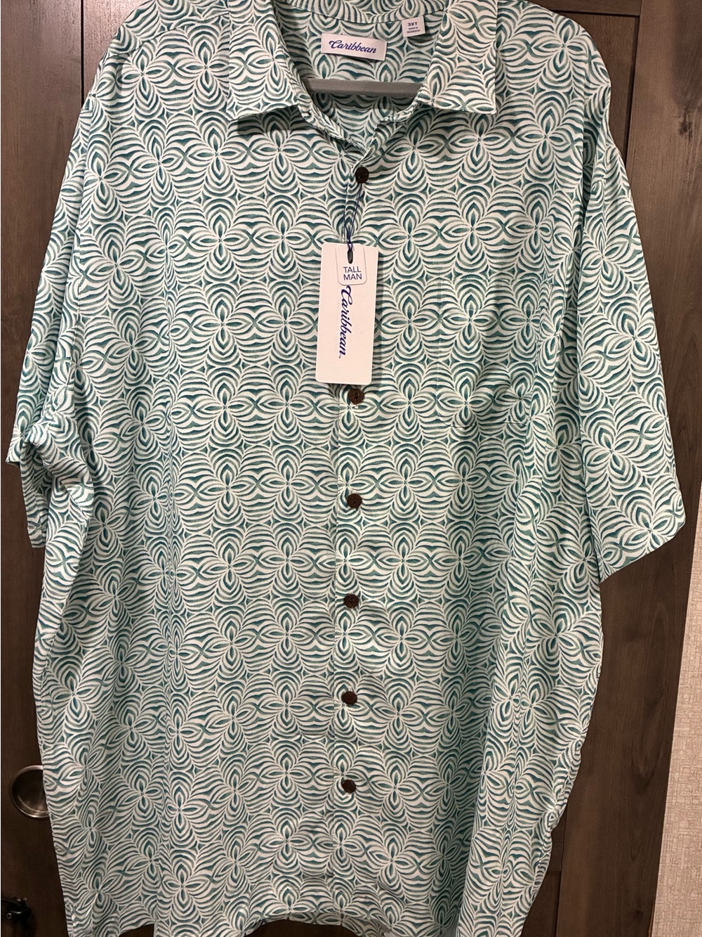 3XT Caribbean Men's Short-Sleeve Button-Up Shirt in Teal Floral Print